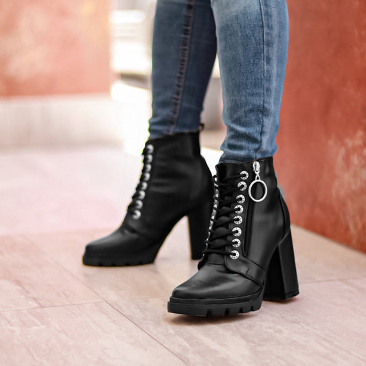 Combat Boots Negro |  Bota tacon mujer - EMME 